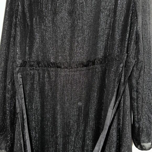 NWT Loft Womens Dress M Smocked Neck Tiered Swing Pumice Metallic $70 - Picture 3 of 16